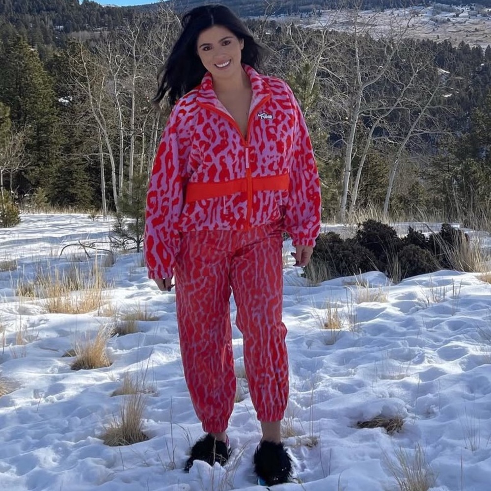 Nike Sherpa Red and Pink Animal Print athletic set size M